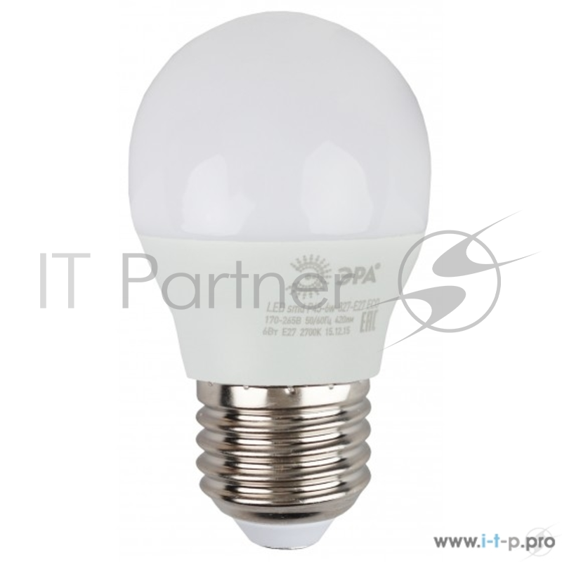 ЭРА Светодиодные лампы ЭРА Б0019074 ECO LED P45-6W-840-E27 Лампа ЭРА (диод, шар, 6Вт, нейтр, E27)