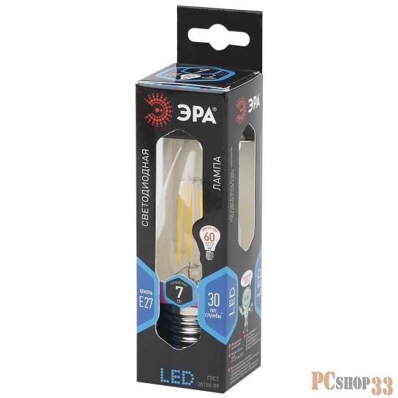 ЭРА Светодиодные лампы ЭРА Б0027951 Светодиодная лампа свеча F-LED B35-7w-840-E27