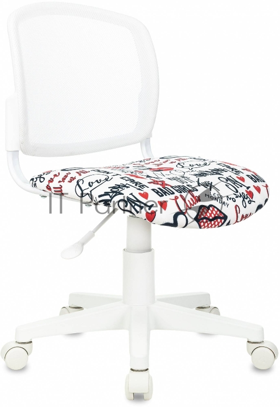 Кресло детское Бюрократ CH-W296NX белый TW-15 сиденье мультиколор красные губы сетка/ткань крестов. пластик пластик белый
