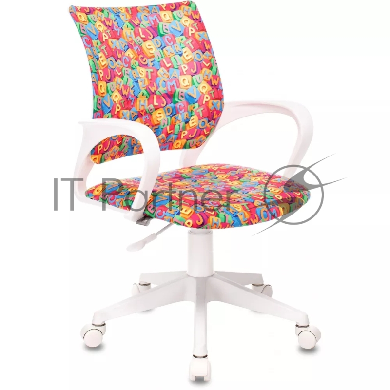 Кресло детское Бюрократ BUROKIDS 1 W мультиколор алфавит крестов. пластик пластик белый