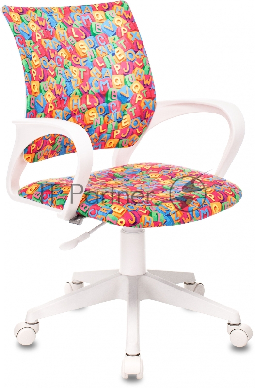 Кресло детское Бюрократ BUROKIDS 1 W мультиколор алфавит крестов. пластик пластик белый