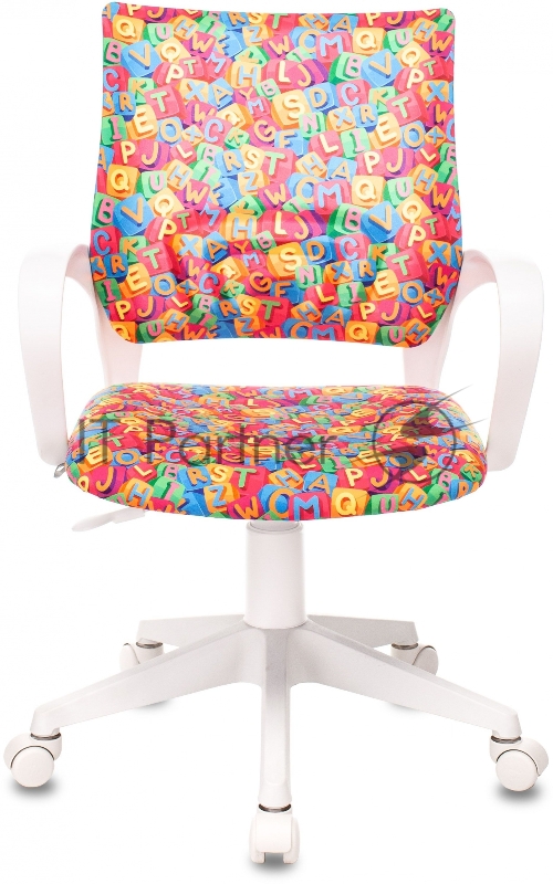 Кресло детское Бюрократ BUROKIDS 1 W мультиколор алфавит крестов. пластик пластик белый