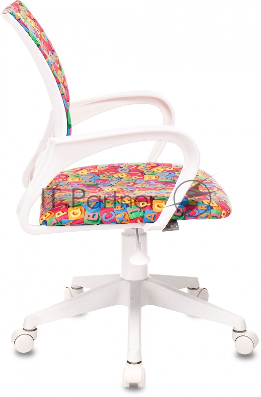 Кресло детское Бюрократ BUROKIDS 1 W мультиколор алфавит крестов. пластик пластик белый