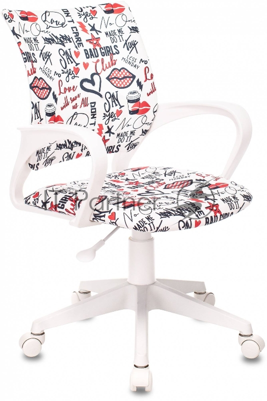 Кресло детское Бюрократ BUROKIDS 1 W мультиколор красные губы крестов. пластик пластик белый