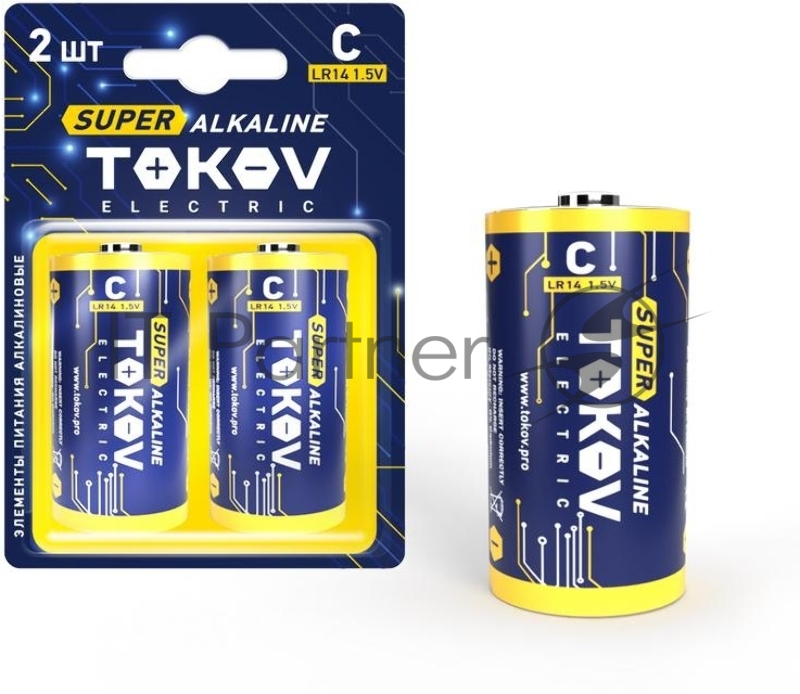 Элемент питания алкалиновый С/LR14 (блистер 2шт) TOKOV ELECTRIC TKE-ALS-LR14/B2