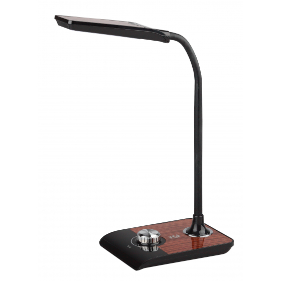 Настольные светильники ЭРА Б0033306 Настольный светодиодный светильник NLED-473-10W-BK черный с деревом {дизайн