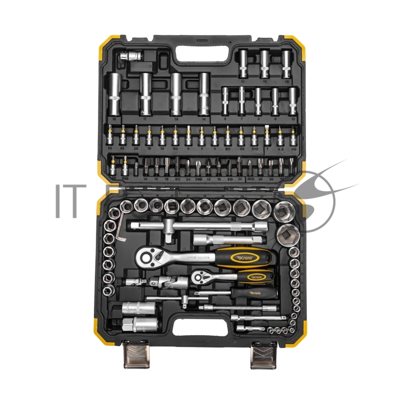 Набор инструментов, 1/2, 1/4, CrV, пластиковый кейс, 94 предмета KRANZ