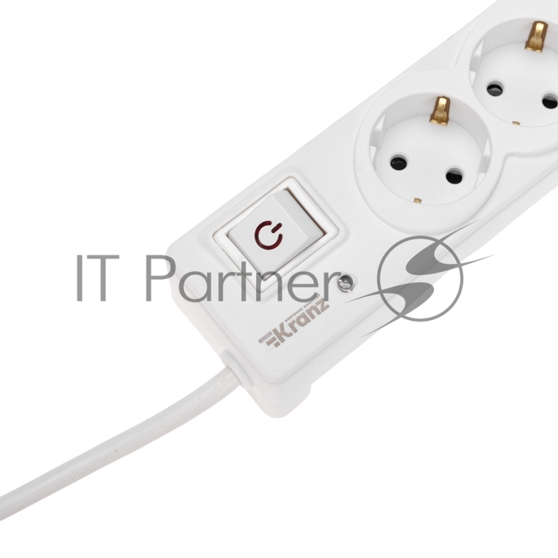 Фильтр сетевой 5 гнезд, 5м, 3х1,5мм², с автовыкл, 2 USB, белый KRANZ