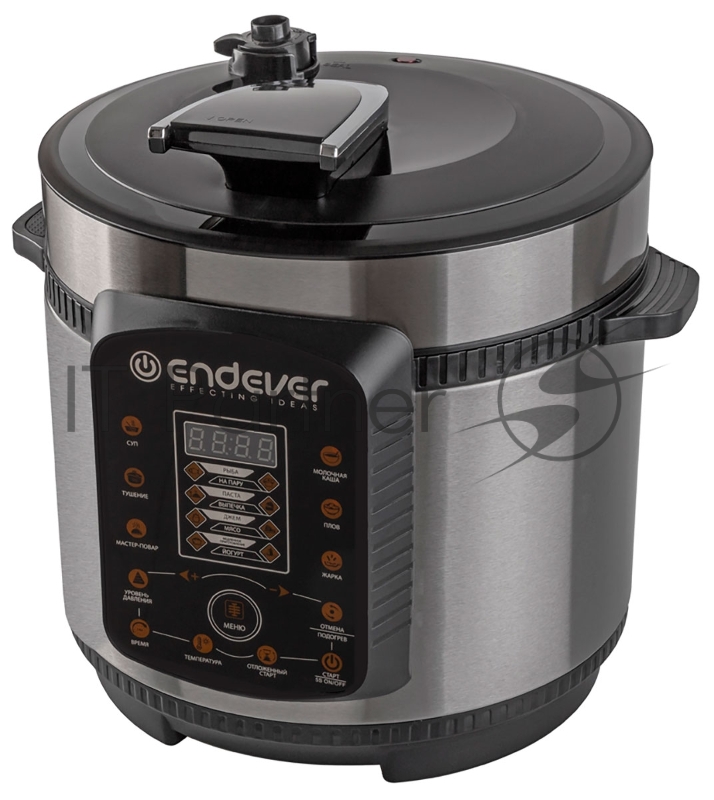 Скороварка-мультиварка электрическая Endever Vita-99, черный/стальной, мощность 1000 Вт, емкость 5л, 14 авторежимов работы, книга рецептов, 2 шт/уп.