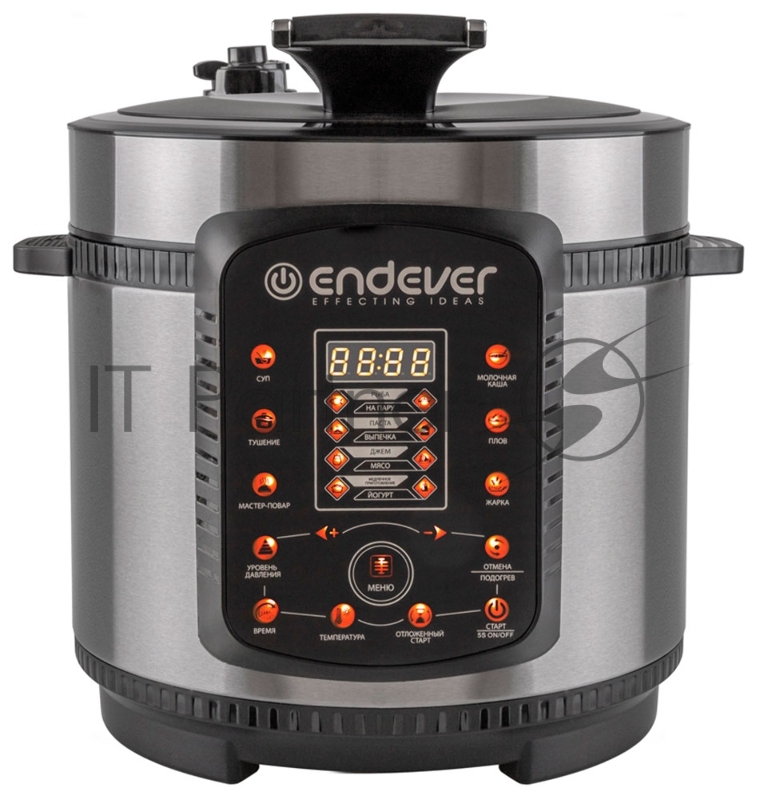 Скороварка-мультиварка электрическая Endever Vita-99, черный/стальной, мощность 1000 Вт, емкость 5л, 14 авторежимов работы, книга рецептов, 2 шт/уп.