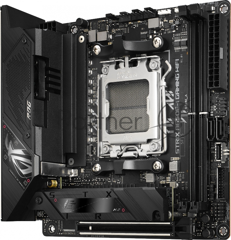 Материнская плата ASUS ROG STRIX X670E-I GAMING WIFI, SocketAM5 AMD X670 2xDDR5 mini-ITX AC`97 8ch(7.1) 2.5Gg RAID+HDMI