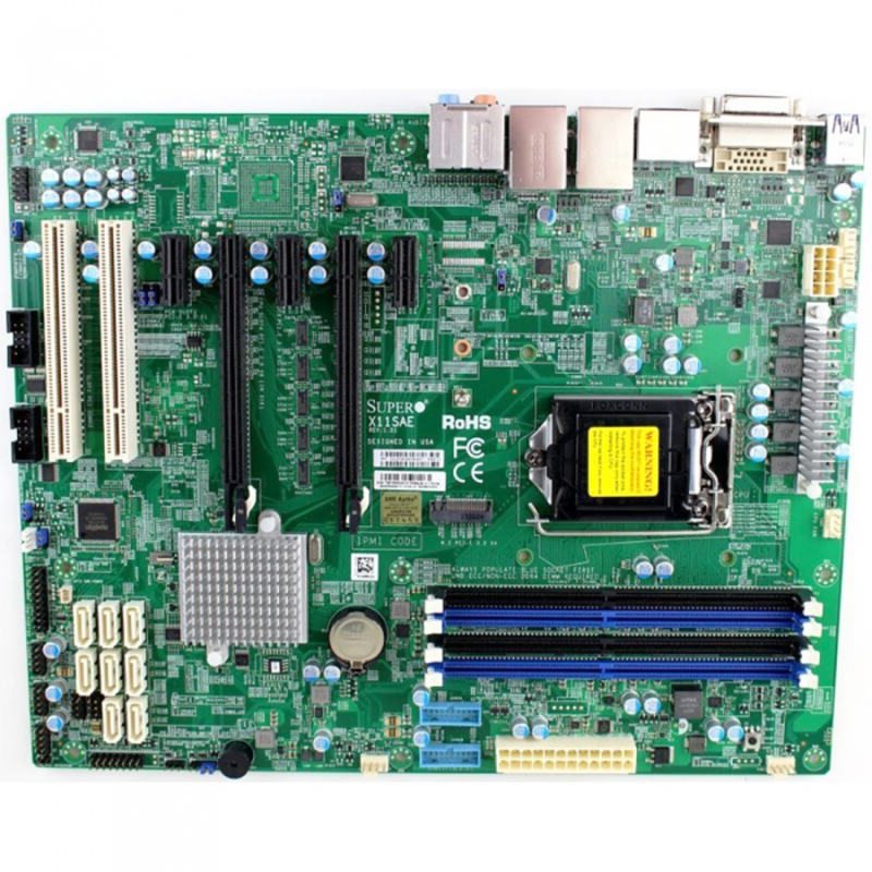 Серв. мат. плата Socket1151 Supermicro X11SAE-O (iC236, 4xDDR4, SATA III, RAID, 2xPCI-E x16 + 3xPCI-E x1 + 2xPCI, DVI, DP, HDMI, 2x1Гбит LAN, USB3.0, ATX)
