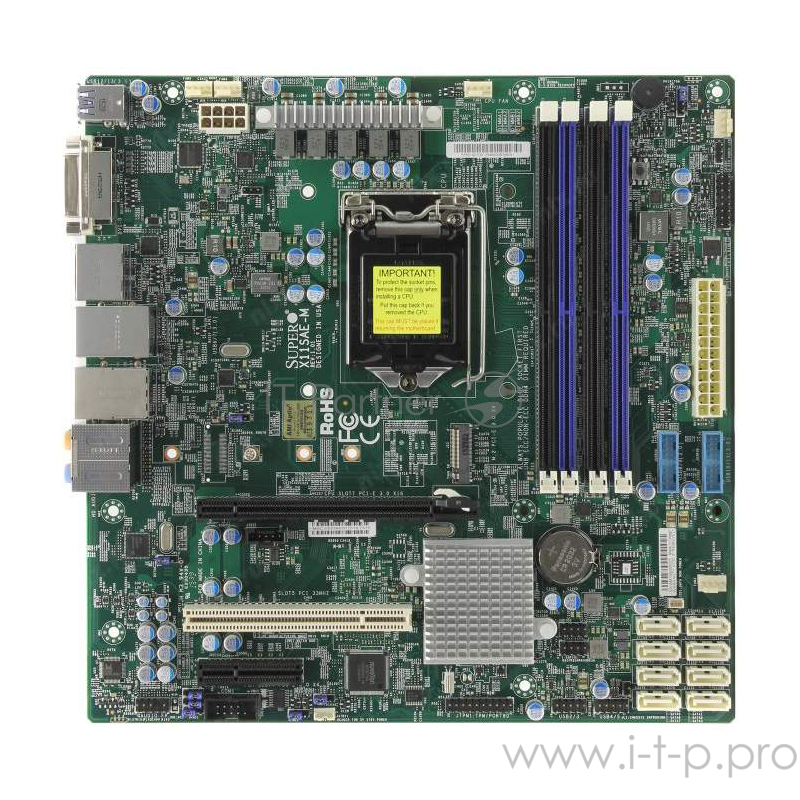 Серв. мат. плата Socket1151 Supermicro X11SAE-O (iC236, 4xDDR4, SATA III, RAID, 2xPCI-E x16 + 3xPCI-E x1 + 2xPCI, DVI, DP, HDMI, 2x1Гбит LAN, USB3.0, ATX)