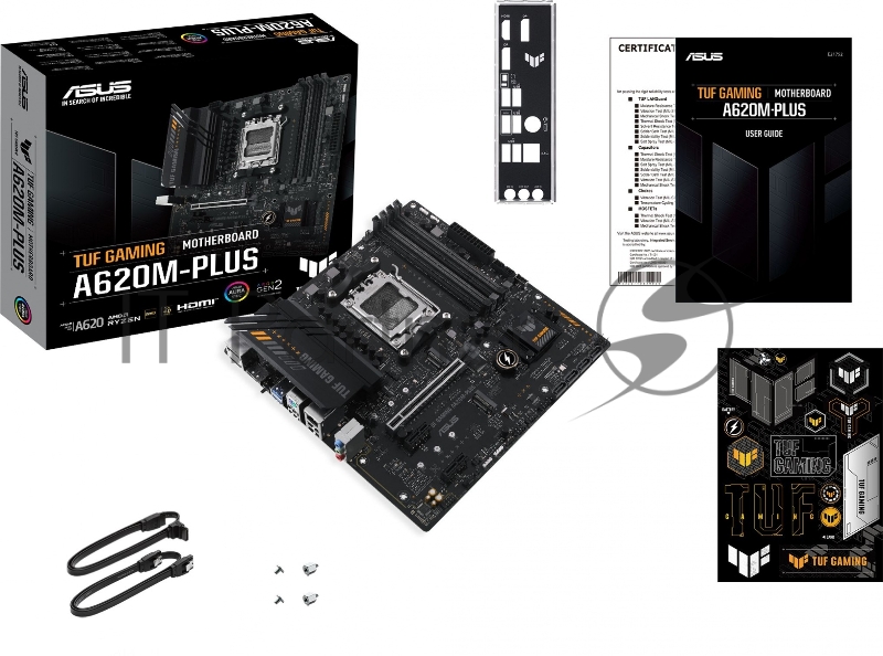 Материнская плата Asus TUF GAMING A620M-PLUS SocketAM5 AMD A620 4xDDR5 mATX AC`97 8ch(7.1) 2.5Gg RAID+HDMI+DP