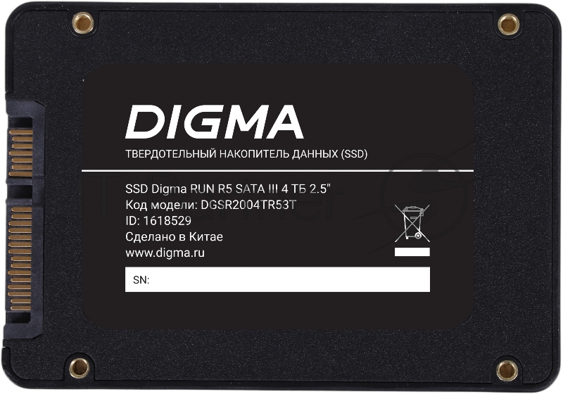 Накопитель SSD Digma SATA III 4Tb DGSR2004TR53T Run R5 2.5