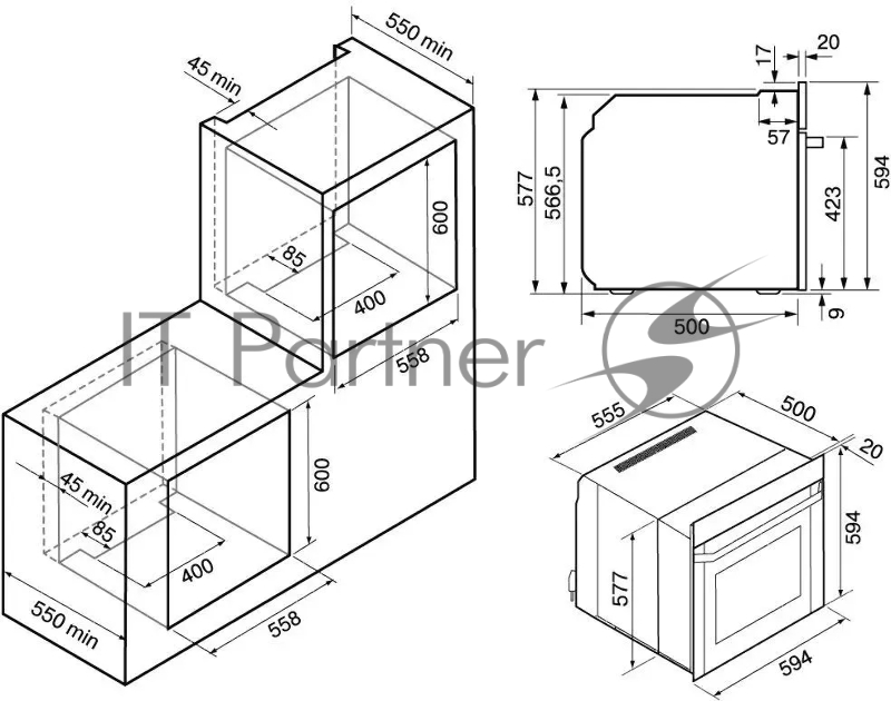 Электрический духовой шкаф KRONA ADRIANO 60 BL G2