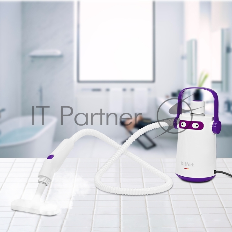 Пароочиститель ручной Kitfort КТ-9109-1 1000Вт белый/фиолетовый