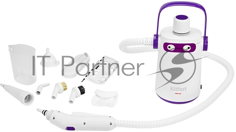 Пароочиститель ручной Kitfort КТ-9109-1 1000Вт белый/фиолетовый