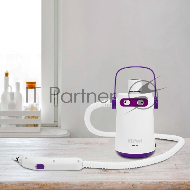 Пароочиститель ручной Kitfort КТ-9109-1 1000Вт белый/фиолетовый