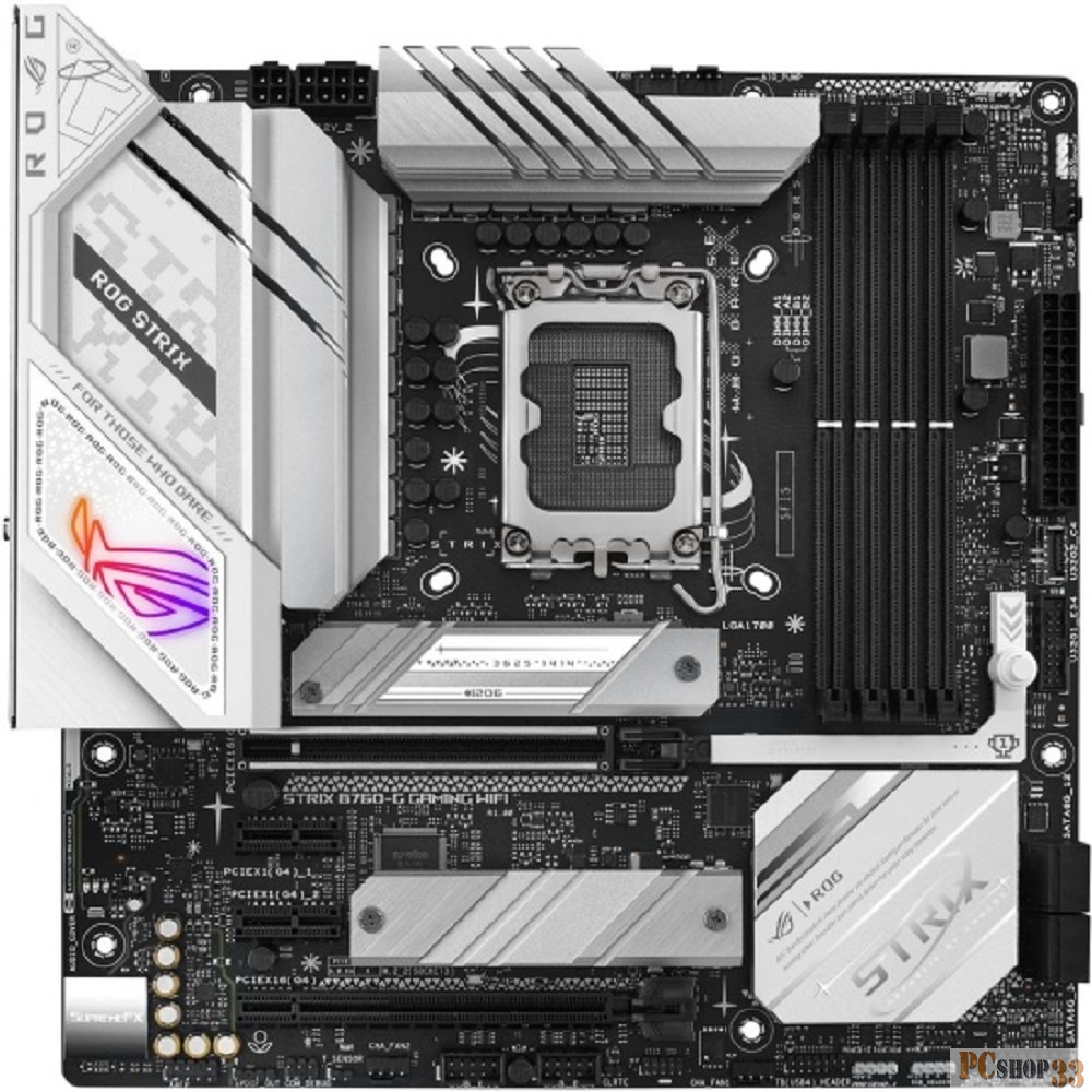 Материнская плата Asus ROG STRIX B760-G GAMING WIFI Soc-1700 Intel B760 4xDDR5 mATX AC`97 8ch(7.1) 2.5Gg RAID+HDMI+DP