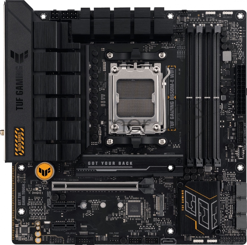 Материнская плата Asus TUF GAMING B650M-E WIFI SocketAM5 AMD B650 4xDDR5 mATX AC`97 8ch(7.1) 2.5Gg RAID+HDMI+DP