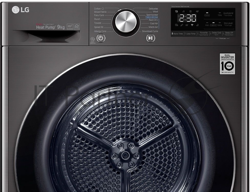 Сушильная машина LG RH90V9JV2N пан.англ. кл.энер.:A+++ макс.загр.:9кг черный