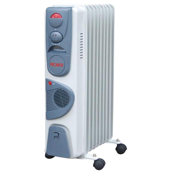 Тепловые пушки Ресанта ОМ-9НВ 67/3/11 Масляный радиатор { 2,4кВт с вентилятором, 400?240?630, 9 секций,10,кг }