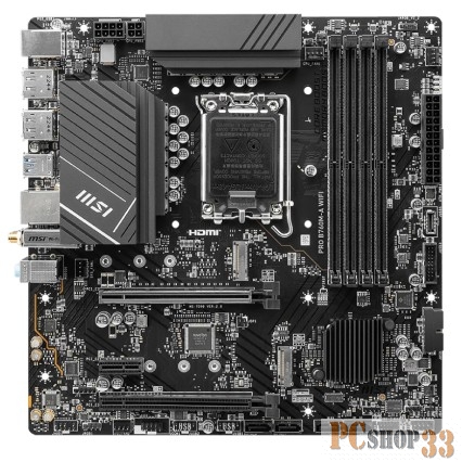 Материнская плата MSI PRO B760M-A WIFI Soc-1700 Intel B760 4xDDR5 mATX AC`97 8ch(7.1) 2.5Gg+HDMI+DP