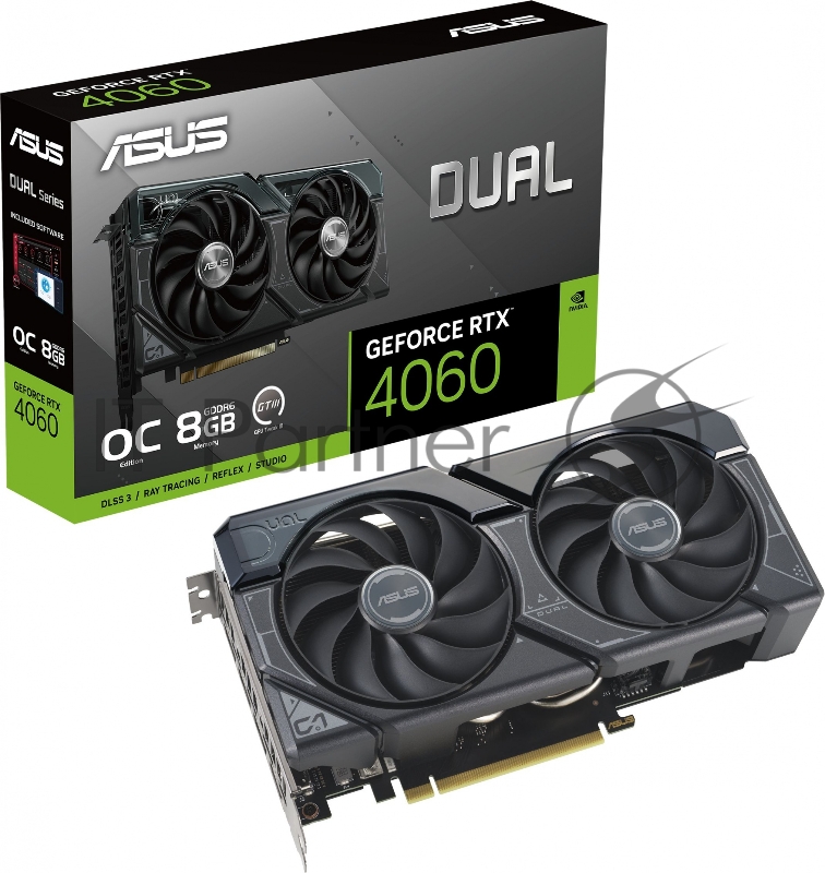 Видеокарта Asus PCI-E 4.0 DUAL-RTX4060-O8G NVIDIA GeForce RTX 4060 8192Mb 128 GDDR6 2505/17000 HDMIx1 DPx3 HDCP Ret