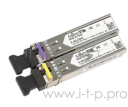 Сетевое оборудование MikroTik S-4554LC80D пара модулей S-45LC80D (1.25G SM 80km TX 1490nm/ RX 1550nm, Single LC connector)+S-54LC80D (1.25G SM 80km TX 1550nm / RX 1490nm,Single LC connector)