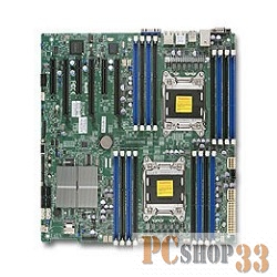 Серв. мат. плата 2xSocket2011 Supermicro X9DRI-F (iC602, 16xDDR3, SATA III, SATA II, RAID, 3xPCI-E x16 v3.0, 3xPCI-E x8 V3.0, D-Sub, 2x1Гбит LAN, IPMI, USB2.0, E-ATX)