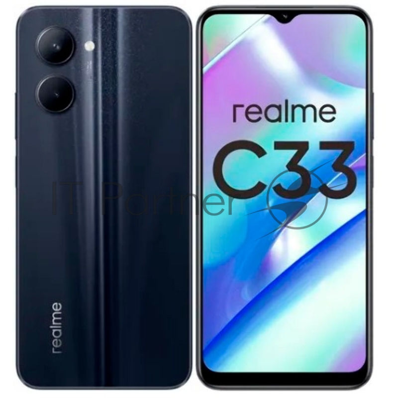 Смартфон Realme C33 128Gb 4Gb черный моноблок 3G 4G 6.5 1600x720 Android 12 50Mpix 802.11 a/b/g/n/ac NFC GPS GSM900/1800 GSM1900 TouchSc