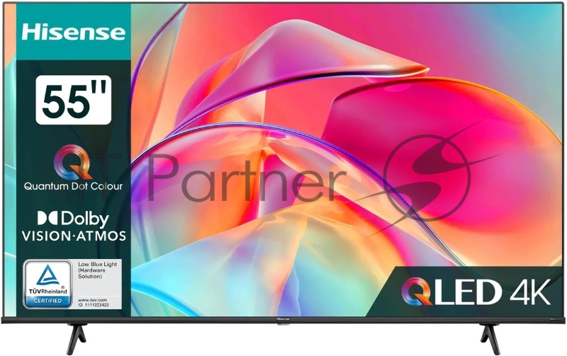 Телевизор QLED Hisense 55 55E7KQ черный 4K Ultra HD 60Hz DVB-T DVB-T2 DVB-C DVB-S DVB-S2 WiFi Smart TV