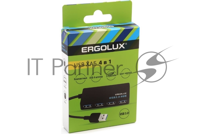 Разветвитель USB ELX-SLP01-C02 4USB 2А коробка черн. ERGOLUX 15109
