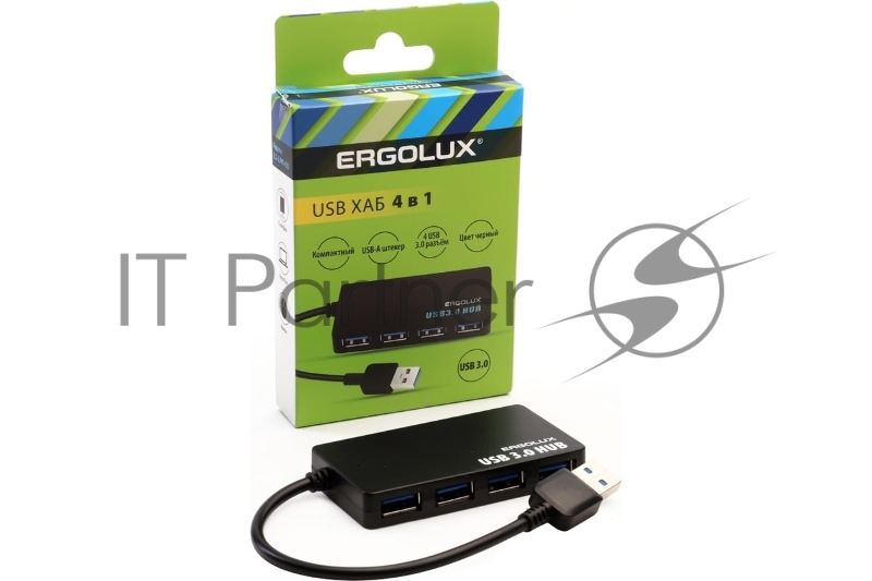 Разветвитель USB ELX-SLP01-C02 4USB 2А коробка черн. ERGOLUX 15109