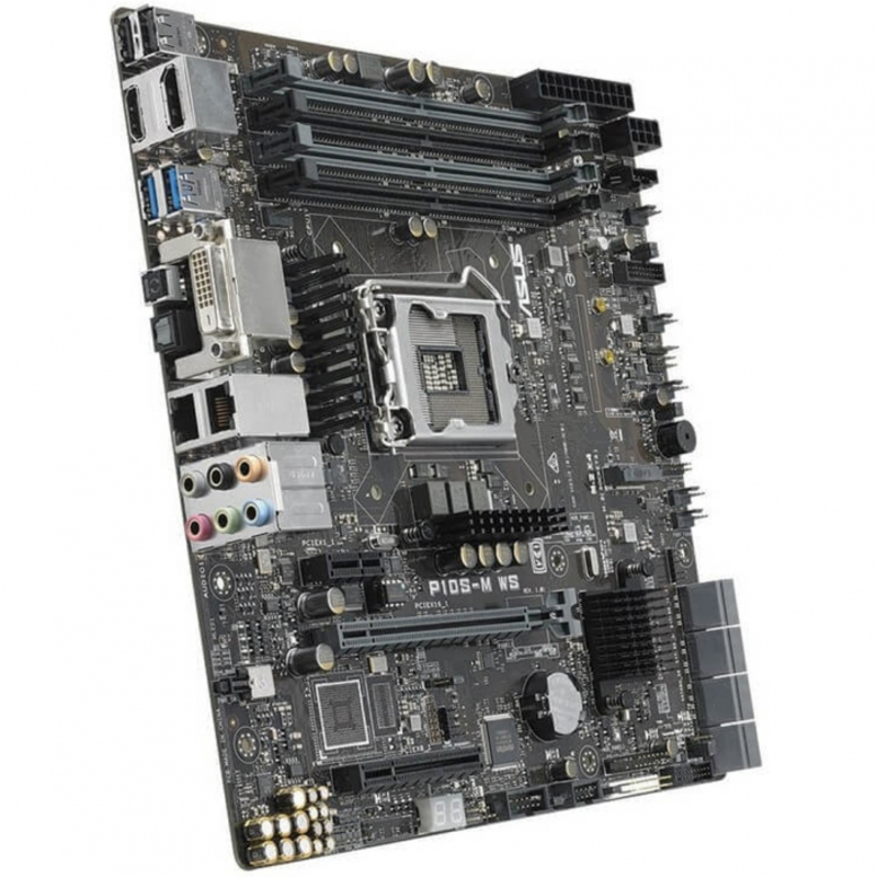Серв. мат. плата Socket1151 ASUS P10S-M WS (iC236, 4xDDR4, M.2, SATA III, RAID, 1xPCI-E x16 + 1xPCI-E x8 + 1xPCI-E x1, DVI, DP, HDMI, 2x1Гбит LAN, USB3.0, mATX)