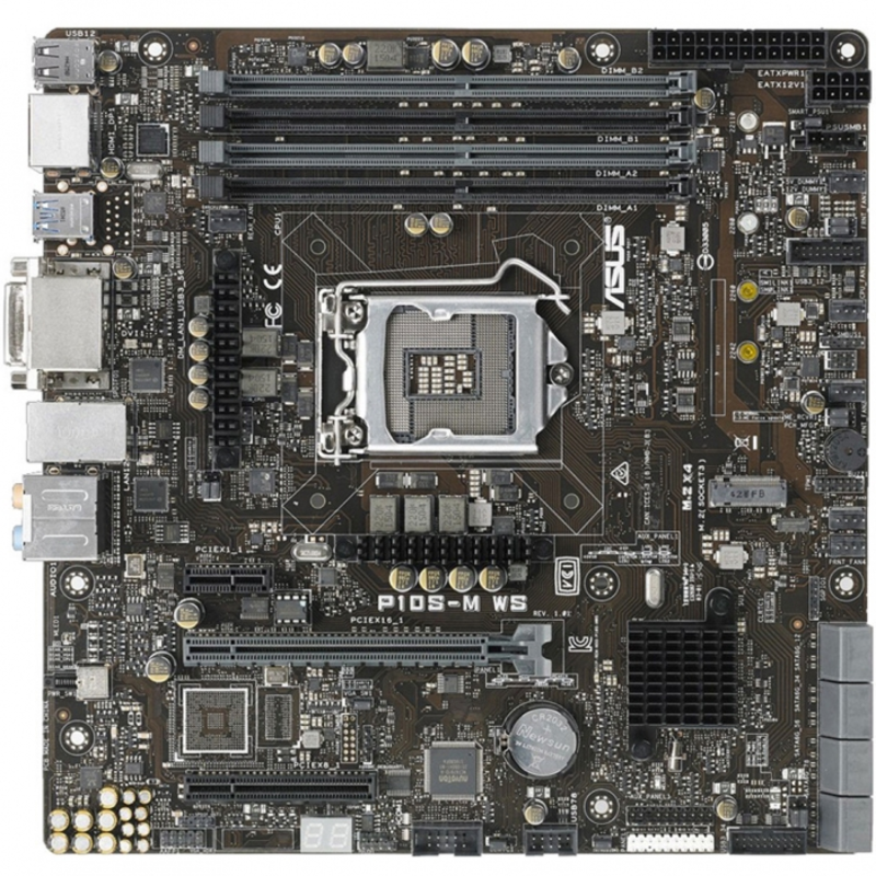 Серв. мат. плата Socket1151 ASUS P10S-M WS (iC236, 4xDDR4, M.2, SATA III, RAID, 1xPCI-E x16 + 1xPCI-E x8 + 1xPCI-E x1, DVI, DP, HDMI, 2x1Гбит LAN, USB3.0, mATX)
