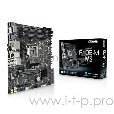 Серв. мат. плата Socket1151 ASUS P10S-M WS (iC236, 4xDDR4, M.2, SATA III, RAID, 1xPCI-E x16 + 1xPCI-E x8 + 1xPCI-E x1, DVI, DP, HDMI, 2x1Гбит LAN, USB3.0, mATX)
