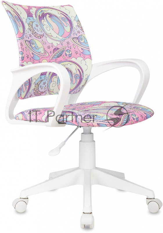 Кресло детское Бюрократ BUROKIDS 1 W мультиколор луна розовая крестов. пластик пластик белый