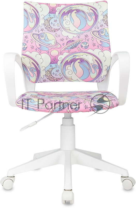 Кресло детское Бюрократ BUROKIDS 1 W мультиколор луна розовая крестов. пластик пластик белый