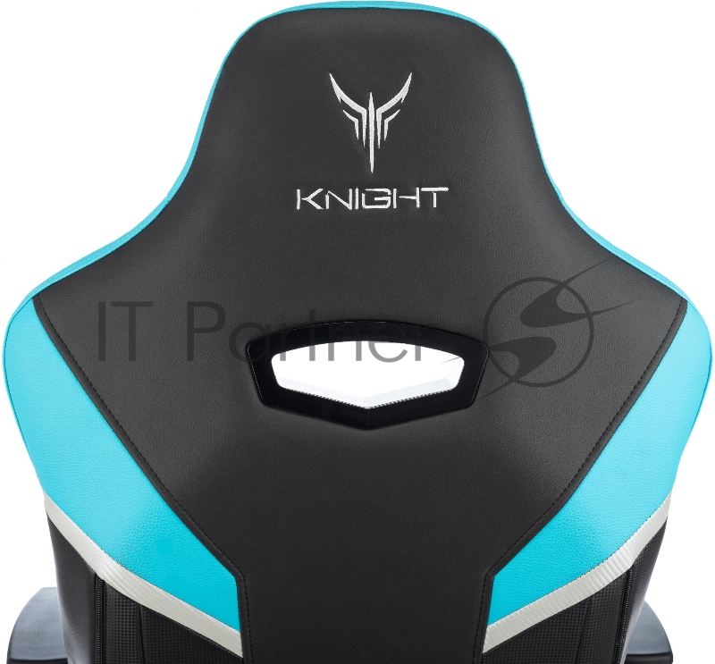 Кресло игровое Knight Thunder 5X черный/голубой эко.кожа крестов. металл