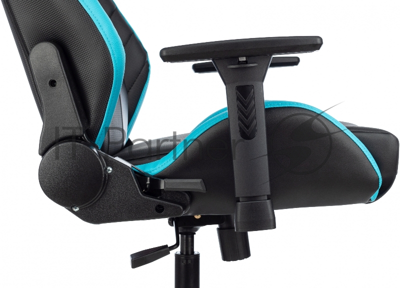 Кресло игровое Knight Thunder 5X черный/голубой эко.кожа крестов. металл