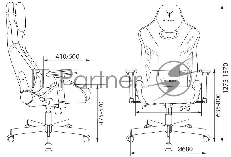 Кресло игровое Knight Thunder 5X черный/голубой эко.кожа крестов. металл