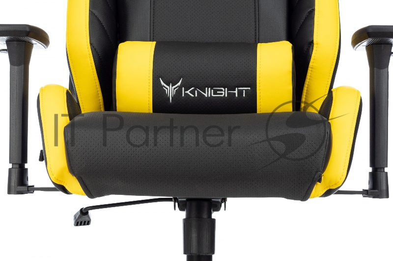 Кресло игровое Knight Thunder 5X черный/желтый эко.кожа крестов. металл
