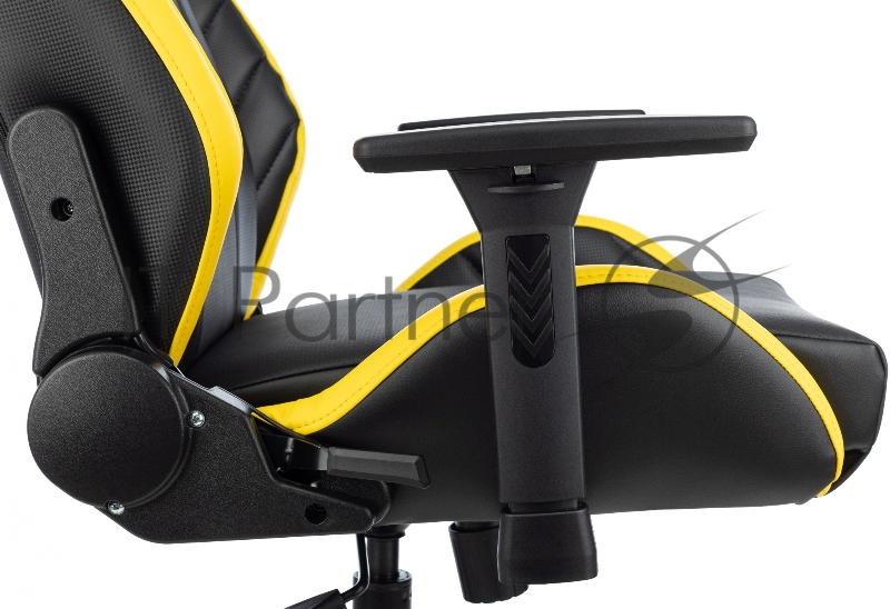 Кресло игровое Knight Thunder 5X черный/желтый эко.кожа крестов. металл