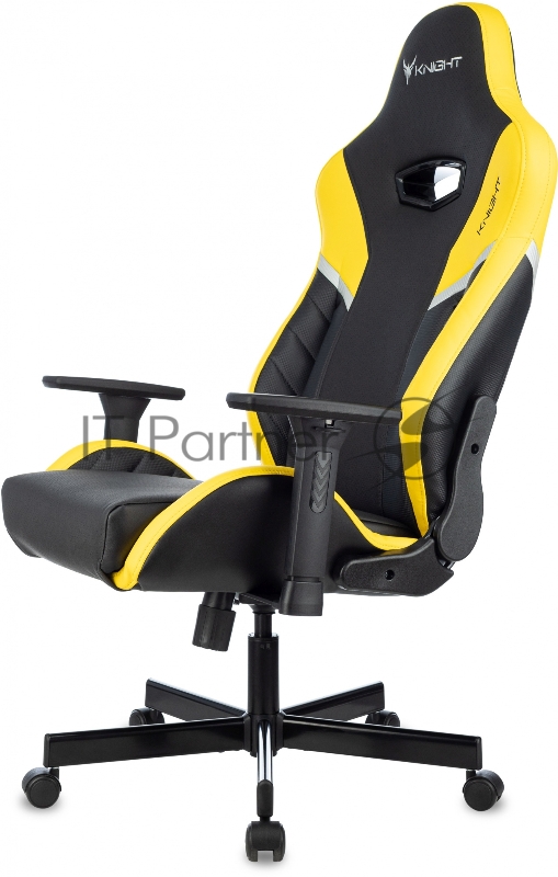 Кресло игровое Knight Thunder 5X черный/желтый эко.кожа крестов. металл