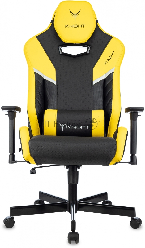 Кресло игровое Knight Thunder 5X черный/желтый эко.кожа крестов. металл