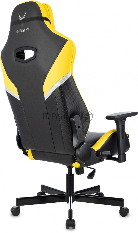 Кресло игровое Knight Thunder 5X черный/желтый эко.кожа крестов. металл