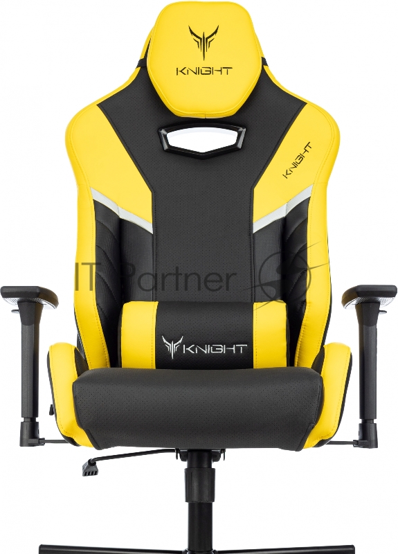 Кресло игровое Knight Thunder 5X черный/желтый эко.кожа крестов. металл