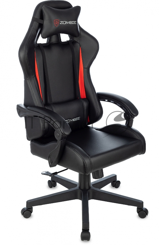 Кресло игровое Zombie GAME TETRA черный/красный эко.кожа крестов. пластик